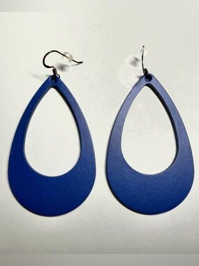 Nickel & Suede Royal Blue Open Teardrop Earrings
